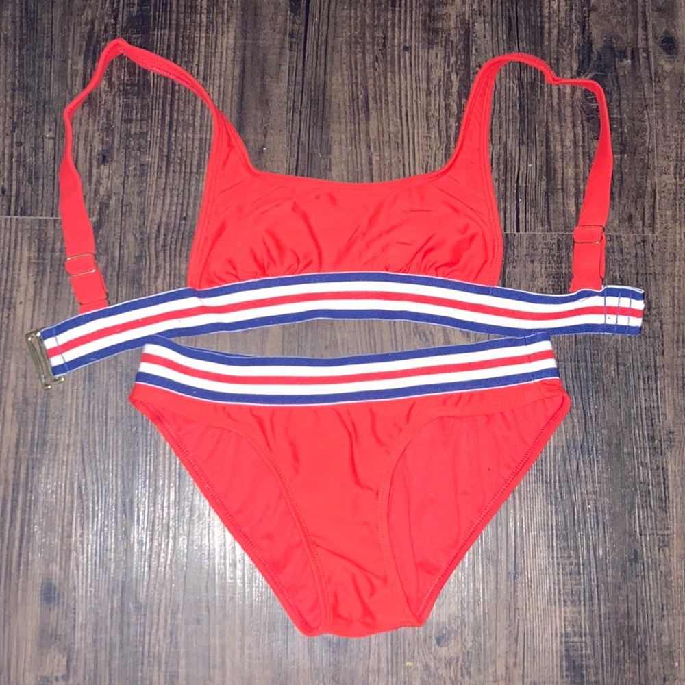 Red and stripped bikini size S